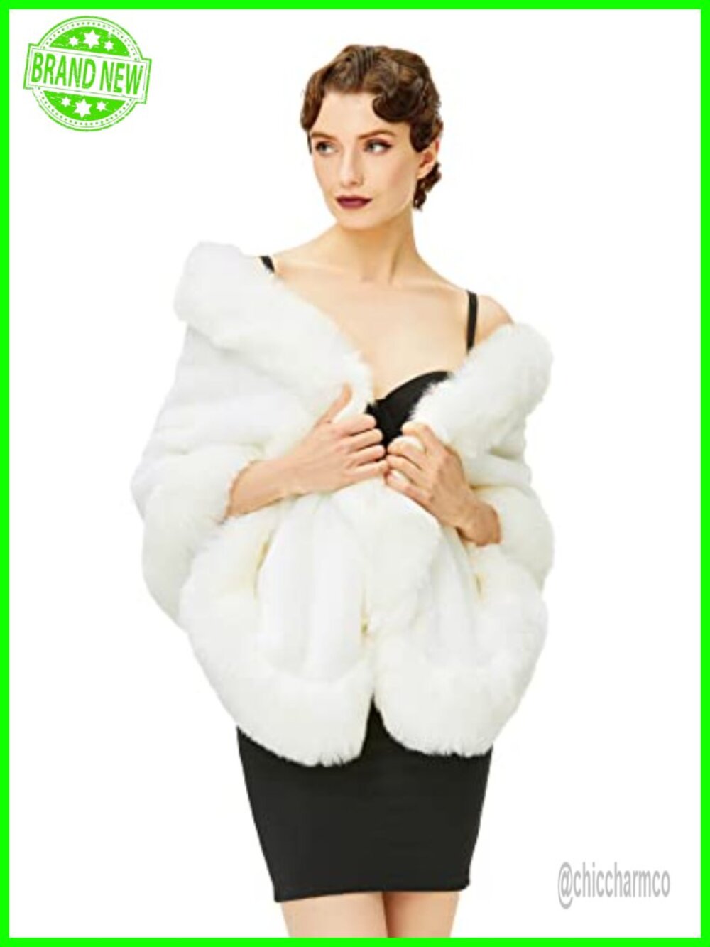Faux Fur Shawl Collar Scarf Wrap Cape for Winter Coat